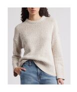 NORDSTROM Marled Cotton &amp; Wool Crewneck Sweater, Size Large, Beige/Ivory... - €67,70 EUR