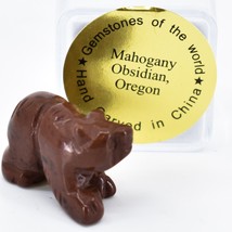 Mahogany Obsidian Gemstone Tiny Miniature Bear Figurine Hand Carved China - £12.65 GBP