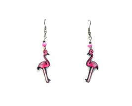 Flamingo Bird Animal Graphic Dangle Earrings - Womens Fashion Handmade J... - £11.84 GBP