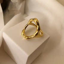 Minimalist 925 Stamp Rings France Vintage Gold Plated Oval Shell Elegant Wedding - £9.32 GBP