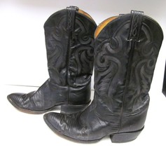 Tony Lama Black Lizard Leather Boots Style 8575 Distressed Vintage 10 D - £99.12 GBP