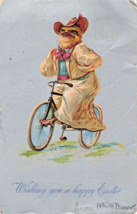 Wishing You Happy Easter-Anthropomorphic Chick Equitazione BICYCLE-1906 Dorato - £8.31 GBP