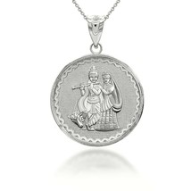 925 Sterling Silver Radha Krishna Hindu Pendant Necklace - £32.72 GBP+