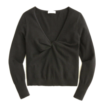 NWT J.Crew Cashmere-blend Cropped Twist-front Pullover Sweater in Black XXL 2XL - £63.57 GBP