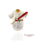 Dodgers Baseball Brooch Pin Pendant 18k Gold Diamond Enamel Sports - $12,246.30