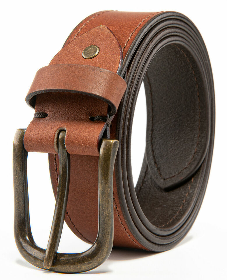 Primary image for COGNAC Men’s Top Grain Leather Belts Casual Jeans Solid Belts Men 1.5inch Width