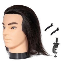 Male Mannequin Head 100 Human Hair Mannequin Head Cosmetology Mannequin ... - $51.42
