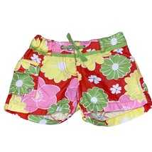 Mini Boden Girls Floral Shorts Yellow Pink Green Orange Sz 7 - £11.53 GBP