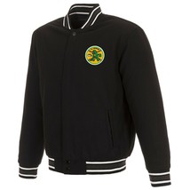 MLB Oakland Athletics Reversible Wool Jacket  2 Front Vintage Logos JHD Black - £111.76 GBP