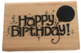 JRL Design Rubber Stamp Happy Birthday Card Sentiment Balloon Confetti Party - £5.58 GBP