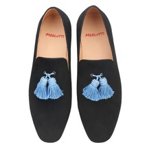 Merlutti Black Loafer Big Blue Tassel Wedding Prom Shoes - £150.10 GBP