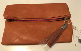 NWT Shiraleah Orange Faux Leather Tulum Zip Fold Clutch Bag - £19.34 GBP