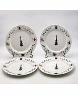 Starbucks Christmas Dinner Plates 4 Piece Set 10.75&quot; Rare 2000 Tree &amp; Or... - $1,283.52 MXN