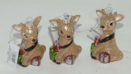 Ganz Midwest Gift MX175057 Gold Colored Setting Deer Christmas Ornaments Set of3 - £21.50 GBP
