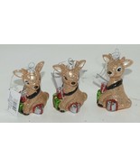 Ganz Midwest Gift MX175057 Gold Colored Setting Deer Christmas Ornaments... - £21.55 GBP