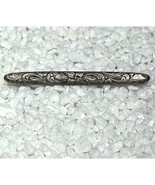 Vintage Victorian Silver Engraved Floral Bar Baguette Pin Brooch - $34.65