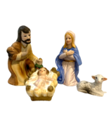 4 Piece Ceramic Nativity Scene Mary, Joseph, Baby Jesus, Lamb - $14.24