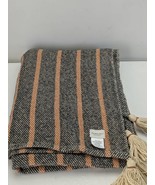 Hearth &amp; Hand with Magnolia Wide Stripe Throw Blanket 50x60” Gray Rust F... - €24,13 EUR