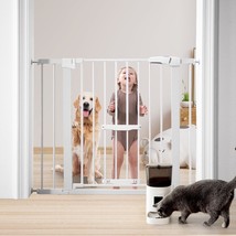 Baby Gate With Cat Door Adjustable, 36 Tall, 29-41 Auto Close Tall Dog Gat - £71.67 GBP