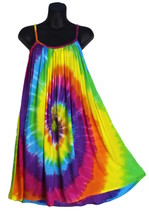 Rainbow Spiral Tie-Dye Parachute Swing Dress - £21.34 GBP