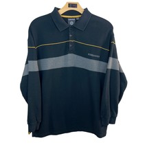 Bombardier Polo Shirt Men XXL Black Stripe Long Sleeve Embroidered Colla... - £22.36 GBP