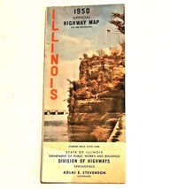 1950 Official Illinois Highway Map Adlai Stevenson Governor - £22.04 GBP