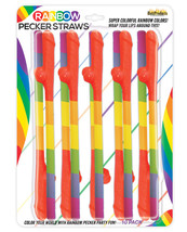 Rainbow Pecker Straws Pack of 10 - £19.05 GBP