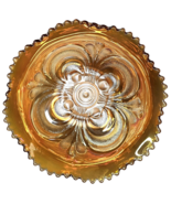 Vintage Imperial Glass Scroll Imbossed Amber Marigold Carnival Glass Bow... - €34,45 EUR