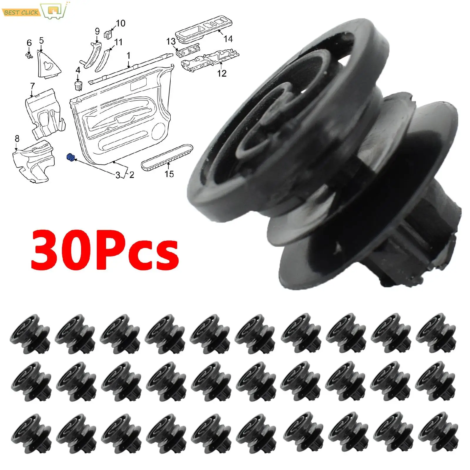 30Pcs Car Door Panel Card Trim Clips Interior Auto Fastener Clip Retainers For - £9.58 GBP