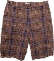 Vans Shorts Mens Size 30 Bermuda Brown Plaid Flat Front Pockets Skate Pu... - $14.84