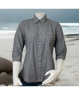 Richard Malcolm Gingham Top Womens M Black Retro 50s Stretch Cotton 3/4 ... - $18.22