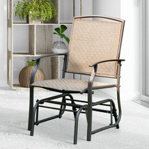 Patio Swing Single Glider Chair Rocking Seating Steel Frame Outdoor Garden Brown - £93.95 GBP