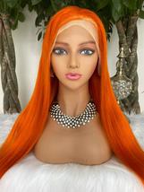 Silky straight orange human hair lace front wig/22 inch orange human hai... - $310.00+