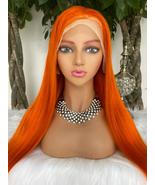 Silky straight orange human hair lace front wig/22 inch orange human hai... - £244.94 GBP+