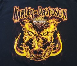 Harley Davidson Fort Worth Texas Double Sided Hog Fire Flames 2010 Size Large - £36.55 GBP