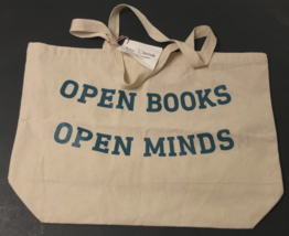 $9 Attic Journals Open Books Minds White Denim Tote Bag 14.5 x 19.5 in. New - £8.38 GBP