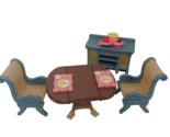 Fisher-Price Loving Family dollhouse dining room table chairs buffet foo... - $23.90