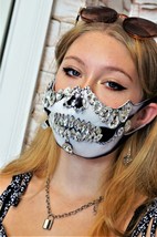 Rhinestone Halloween Mask Crystal Party Stage Festive Sparkly Handmade Mask - £36.97 GBP