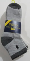 Polo Ralph Lauren Mens Quarter Crew Athletic Socks White and Grey 4 pack - $24.99
