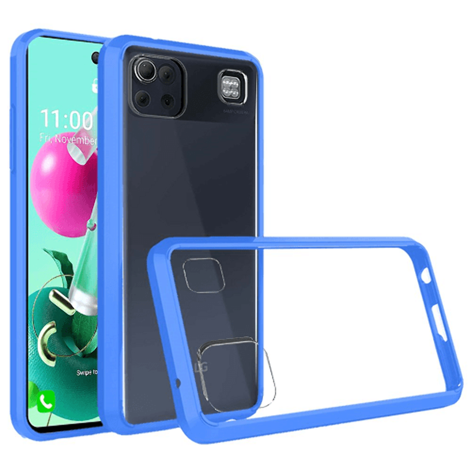 Primary image for Bumper Slim Clear/BLUE Transparent Hard TPU Hybrid Case Cover for LG K92 5G