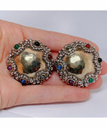 BIG SILVER clip on GEMSTONE EARRINGS! 1980s wOw mAKE an offer welcome - €147,86 EUR