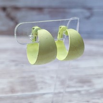 Vintage Clip On Earrings - Pastel Green Chunky Hoops - Some Marks - $9.99