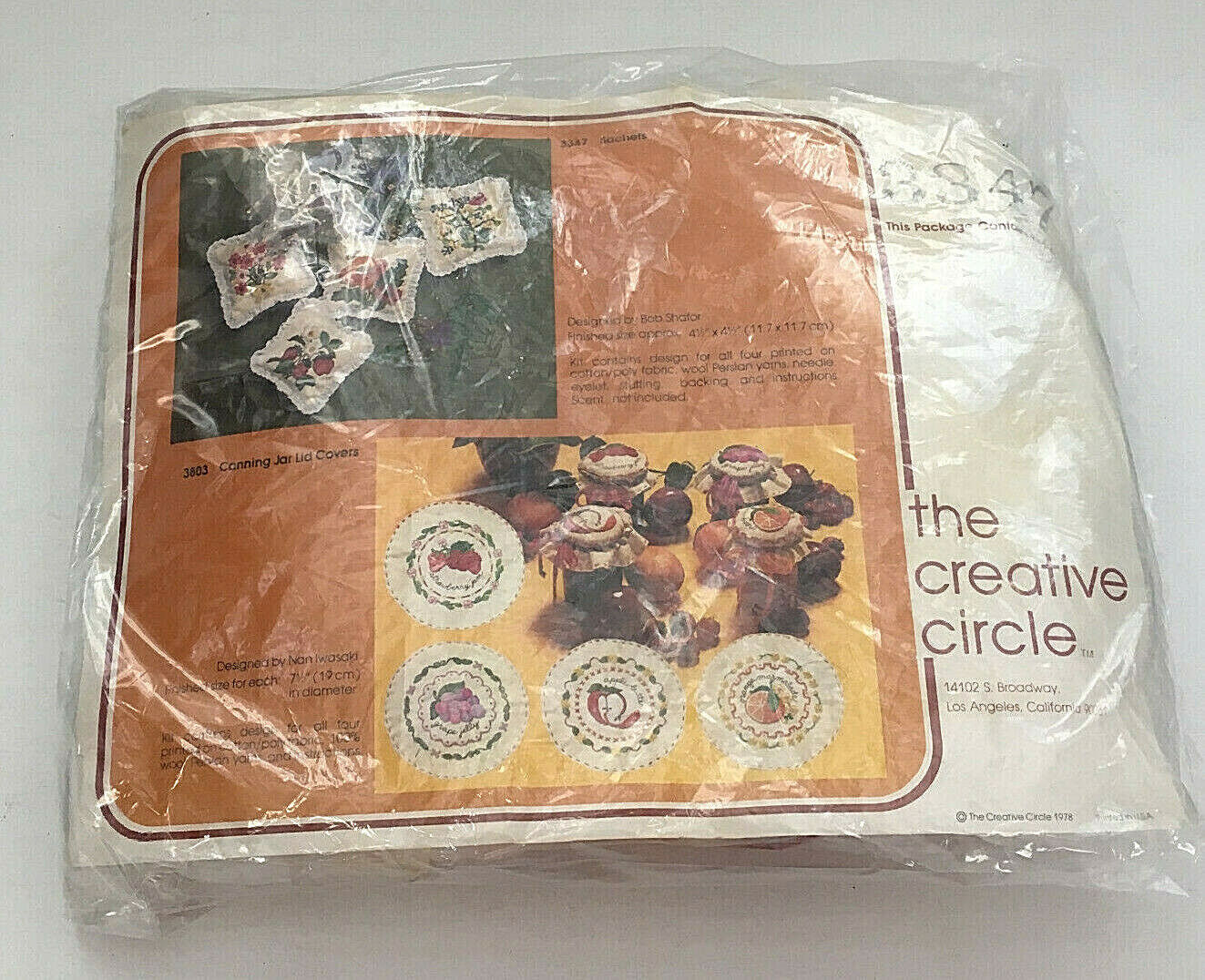 vintage 1978 crewel embroidery kit four sachets with floral pattern kit 3347 NOS - £15.53 GBP