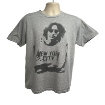 John Lennon The Beatles Rock Band Gray Graphic T-Shirt Large New York Co... - $19.79