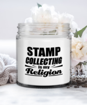 Funny Candle For Stamp Collector - Is My Religion - 9 oz Hand Poured Can... - $19.95