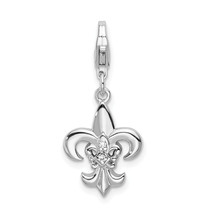 Amore La Vita Silver  Polished CZ Fleur de Lis Charm with Fancy Lobster ... - $34.50
