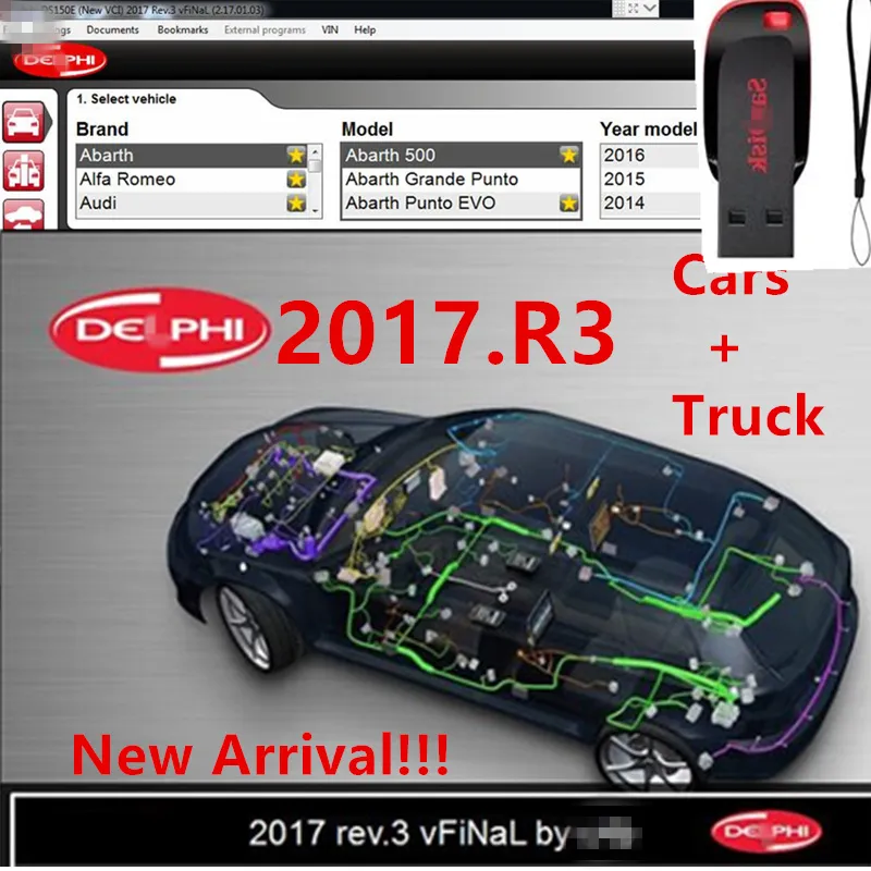 Delphis 2017 R3 delphis 2017.R1 WOW 5.00.8 R3 delphis OBD  Bluetooth VCI... - $109.64