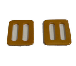 Lot 2 Yellow Butterscotch Rectangular Bakelite Scarf Pulls Slides Access... - £19.41 GBP
