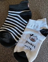 Two (2) Pair ~ 1-Striped Pattern &amp; 1-Cow Print ~ Tight Knit ~ Ankle Socks (7) - £11.78 GBP