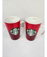 2 NEW Starbucks 2015 Red Christmas Ceramic Green Mermaid Logo Tall Cup M... - £18.02 GBP